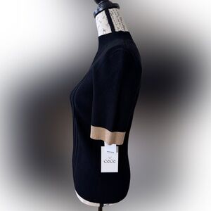 CeCe Black and Tan Ribbed Women's Sweater Size M